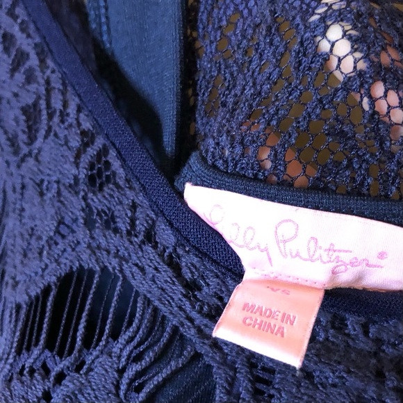 Lilly Pulitzer Rhea Crochet Lace‎ Sleeveless Dress navy Blue XS - Picture 5 of 7